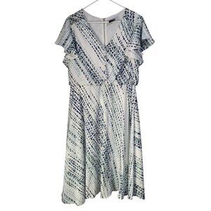 MAISON TARA Womens 14 Midi Print Dress Seen On Beverly Hills Wedding Hallmark